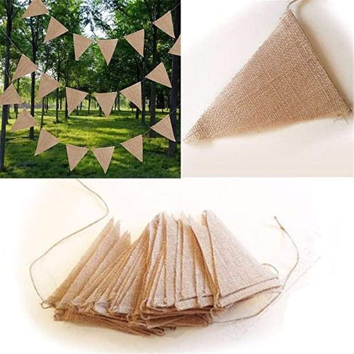  Brand: LucaSng LucaSng 3 Piece Outdoor Bunting 36 Piece Jute Bunting Vintage Wedding Bunting Flags Linen School Decoration for Outdoor Childrens Room Birthday Party Decoration