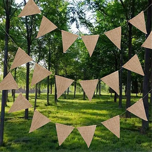  Brand: LucaSng LucaSng 3 Piece Outdoor Bunting 36 Piece Jute Bunting Vintage Wedding Bunting Flags Linen School Decoration for Outdoor Childrens Room Birthday Party Decoration