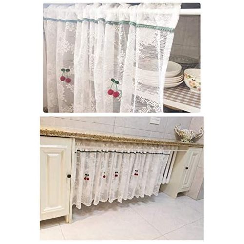  Brand: LucaSng LucaSng White Half-Curtain Kitchen Curtain Vintage Fine Lace Short Bistro Curtain Kitchen Curtain Coffee Curtain for Kitchen Door Cupboard, 280 x 60 cm