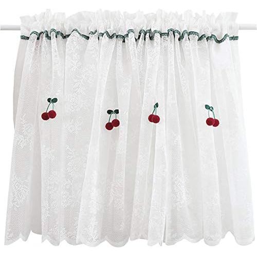  Brand: LucaSng LucaSng White Half-Curtain Kitchen Curtain Vintage Fine Lace Short Bistro Curtain Kitchen Curtain Coffee Curtain for Kitchen Door Cupboard, 280 x 60 cm