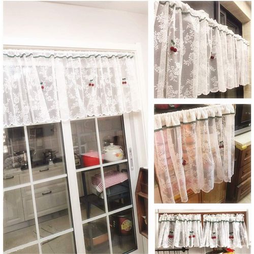  Brand: LucaSng LucaSng White Half-Curtain Kitchen Curtain Vintage Fine Lace Short Bistro Curtain Kitchen Curtain Coffee Curtain for Kitchen Door Cupboard, 280 x 60 cm