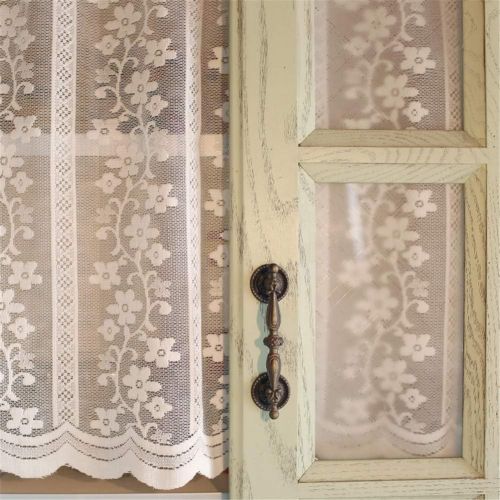  Brand: LucaSng LucaSng Vintage Half Curtain Coffee Curtain Lace Short Curtain Translucent Bistro Curtain Cabinet Curtain Home Decoration for Kitchen