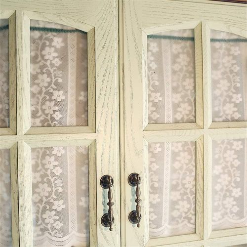  Brand: LucaSng LucaSng Vintage Half Curtain Coffee Curtain Lace Short Curtain Translucent Bistro Curtain Cabinet Curtain Home Decoration for Kitchen