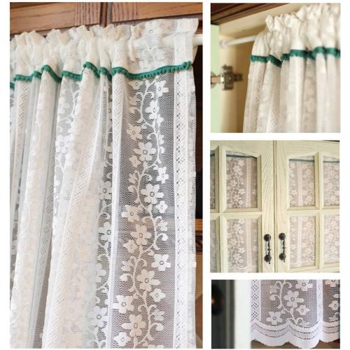  Brand: LucaSng LucaSng Vintage Half Curtain Coffee Curtain Lace Short Curtain Translucent Bistro Curtain Cabinet Curtain Home Decoration for Kitchen