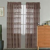 Brand: LucaSng LucaSng Set of 2 Embroidered Voile Curtains with Eyelets Baroque Vintage for Living Room Window Tulle Curtains Transparent Decorative Curtain
