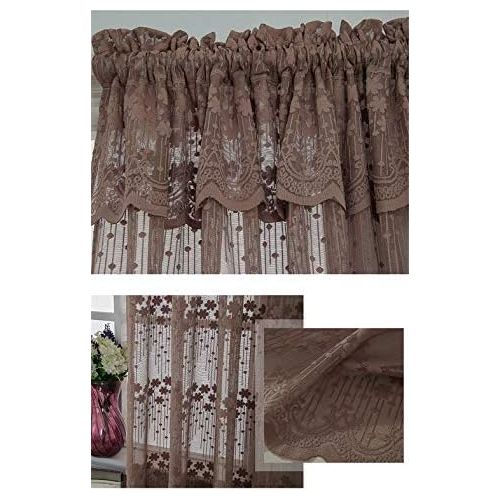  Brand: LucaSng LucaSng Set of 2 Embroidered Voile Curtains with Eyelets Baroque Vintage for Living Room Window Tulle Curtains Transparent Decorative Curtain