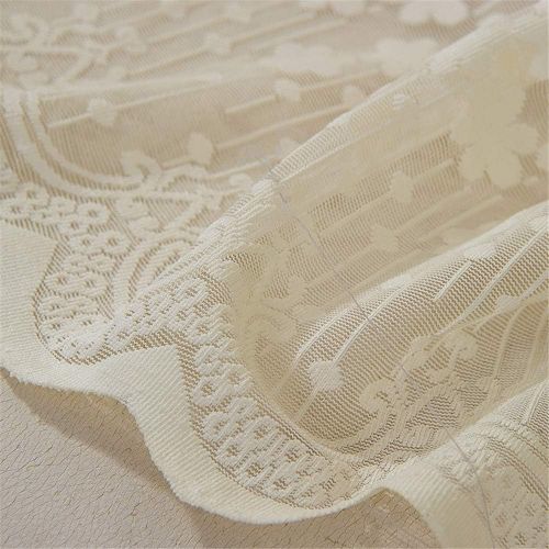  Brand: LucaSng LucaSng Set of 2 Embroidered Voile Curtains with Eyelets Baroque Vintage for Living Room Window Tulle Curtains Transparent Decorative Curtain