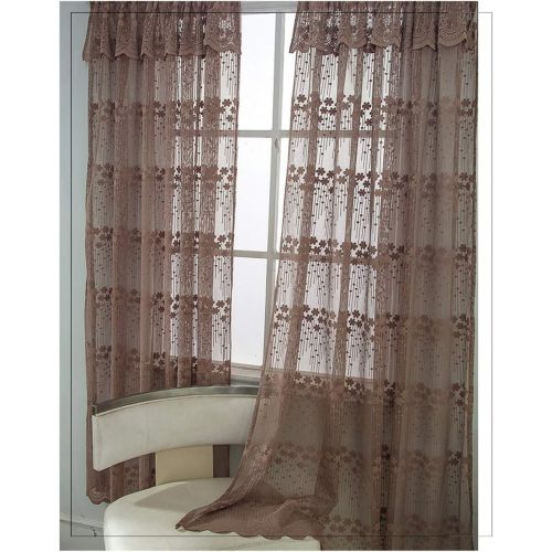  Brand: LucaSng LucaSng Set of 2 Embroidered Voile Curtains with Eyelets Baroque Vintage for Living Room Window Tulle Curtains Transparent Decorative Curtain