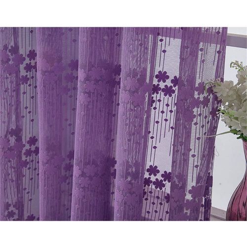  Brand: LucaSng LucaSng Set of 2 Embroidered Voile Curtains with Eyelets Baroque Vintage for Living Room Window Tulle Curtains Transparent Decorative Curtain