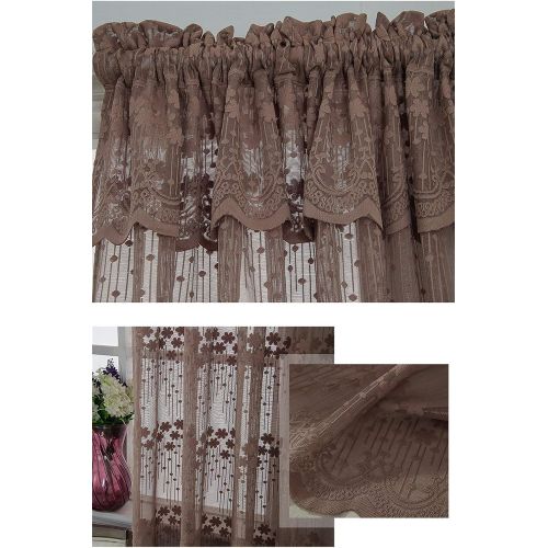  Brand: LucaSng LucaSng Set of 2 Embroidered Voile Curtains with Eyelets Baroque Vintage for Living Room Window Tulle Curtains Transparent Decorative Curtain