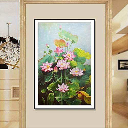  Brand: LucaSng LucaSng DIY 5D Diamond Painting Lotus Flower Full Drill Diamond Painting Embroidery Handmade Diamond Decoration Wall Art Craft Living Room Decor, 50 x 80 cm