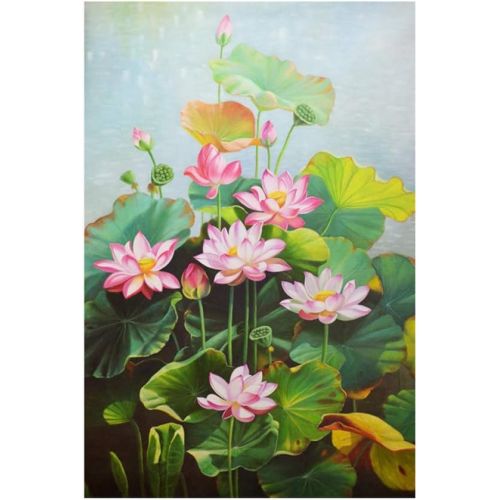  Brand: LucaSng LucaSng DIY 5D Diamond Painting Lotus Flower Full Drill Diamond Painting Embroidery Handmade Diamond Decoration Wall Art Craft Living Room Decor, 50 x 80 cm