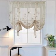 Brand: LucaSng LucaSng Pack of 1 Voile Embroidery Ribbon Roller Blind with Drawstring Roman Blinds Decoration for Living Room Bedroom Study Room, 100x120cm