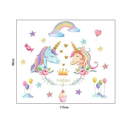  Brand: LucaSng LucaSng Einhorn Pferd Wandtattoo, Wandaufkleber Einhorn mit Sternen Wandsticker Sticker, Madchen Unicorn Wanddeko Kinderzimmer Dekoration