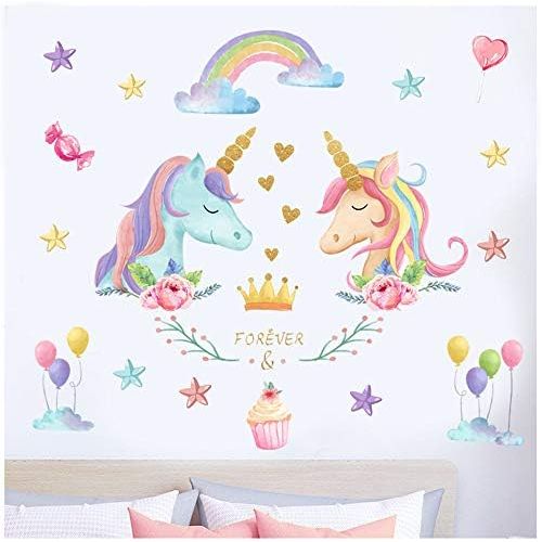  Brand: LucaSng LucaSng Einhorn Pferd Wandtattoo, Wandaufkleber Einhorn mit Sternen Wandsticker Sticker, Madchen Unicorn Wanddeko Kinderzimmer Dekoration