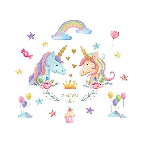  Brand: LucaSng LucaSng Einhorn Pferd Wandtattoo, Wandaufkleber Einhorn mit Sternen Wandsticker Sticker, Madchen Unicorn Wanddeko Kinderzimmer Dekoration