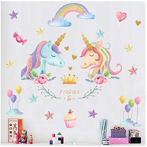  Brand: LucaSng LucaSng Einhorn Pferd Wandtattoo, Wandaufkleber Einhorn mit Sternen Wandsticker Sticker, Madchen Unicorn Wanddeko Kinderzimmer Dekoration