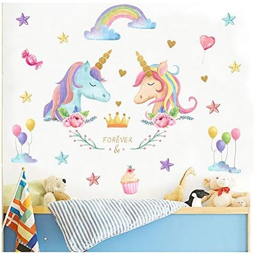  Brand: LucaSng LucaSng Einhorn Pferd Wandtattoo, Wandaufkleber Einhorn mit Sternen Wandsticker Sticker, Madchen Unicorn Wanddeko Kinderzimmer Dekoration