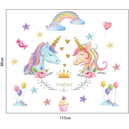  Brand: LucaSng LucaSng Einhorn Pferd Wandtattoo, Wandaufkleber Einhorn mit Sternen Wandsticker Sticker, Madchen Unicorn Wanddeko Kinderzimmer Dekoration