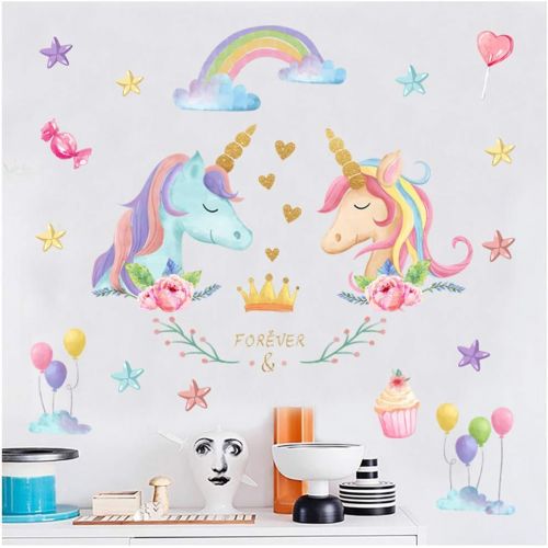  Brand: LucaSng LucaSng Einhorn Pferd Wandtattoo, Wandaufkleber Einhorn mit Sternen Wandsticker Sticker, Madchen Unicorn Wanddeko Kinderzimmer Dekoration