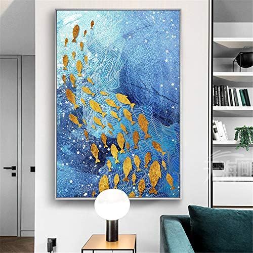  Brand: LucaSng LucaSng 5D DIY Diamond Painting Large Pictures - Resin Cross Stitch Full Drill Painting with Diamonds - Decoration for Home, Living Room, Bedroom - School of Fish