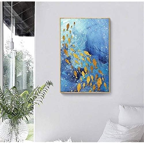  Brand: LucaSng LucaSng 5D DIY Diamond Painting Large Pictures - Resin Cross Stitch Full Drill Painting with Diamonds - Decoration for Home, Living Room, Bedroom - School of Fish