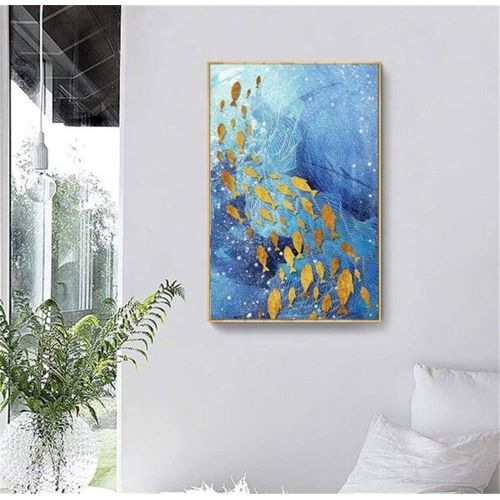  Brand: LucaSng LucaSng 5D DIY Diamond Painting Large Pictures - Resin Cross Stitch Full Drill Painting with Diamonds - Decoration for Home, Living Room, Bedroom - School of Fish