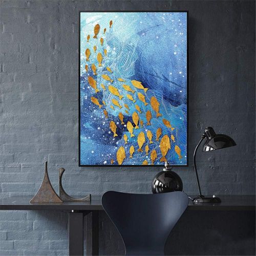  Brand: LucaSng LucaSng 5D DIY Diamond Painting Large Pictures - Resin Cross Stitch Full Drill Painting with Diamonds - Decoration for Home, Living Room, Bedroom - School of Fish