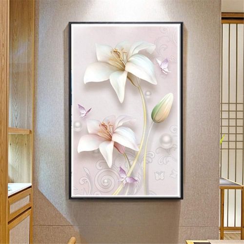  Brand: LucaSng LucaSng DIY 5D Diamond Painting Lily Flower Crystal Rhinestone Embroidery Diamond Painting Wall Decoration for Living Room, 50 x 70 cm