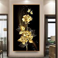 Brand: LucaSng LucaSng DIY 5D Diamond Painting, Golden Rose, Full Drill Flowers DIY Diamond Painting Set Rhinestone Embroidery Wall Decoration, 40 x 60 cm