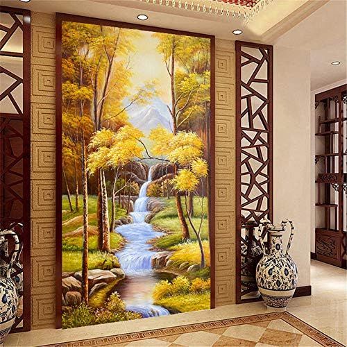  Brand: LucaSng LucaSng 5D Diamond Painting, DIY Diamond Painting Embroidery Cross Stitch Home Decor Set Full Drill Large (Waterfall in the Mountain Water flows over stones in green wood), 50*80cm