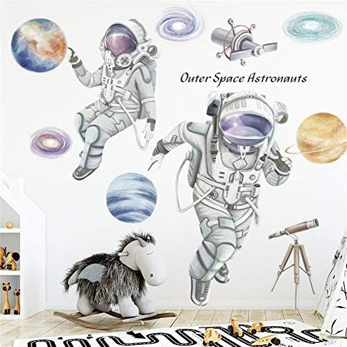  Brand: LucaSng LucaSng Wall Sticker for Childrens Room, Space Planets Astronaut Wall Sticker Vinyl Wall Sticker Decoration for Young Nursery Nursery
