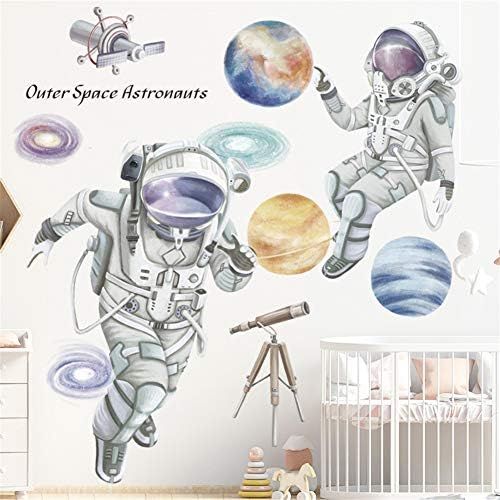  Brand: LucaSng LucaSng Wall Sticker for Childrens Room, Space Planets Astronaut Wall Sticker Vinyl Wall Sticker Decoration for Young Nursery Nursery