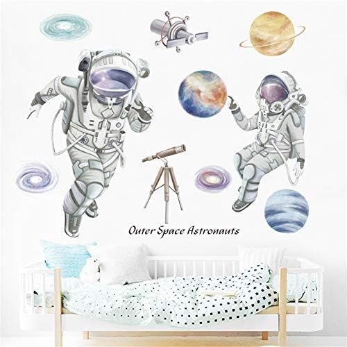  Brand: LucaSng LucaSng Wall Sticker for Childrens Room, Space Planets Astronaut Wall Sticker Vinyl Wall Sticker Decoration for Young Nursery Nursery