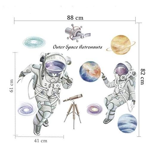  Brand: LucaSng LucaSng Wall Sticker for Childrens Room, Space Planets Astronaut Wall Sticker Vinyl Wall Sticker Decoration for Young Nursery Nursery