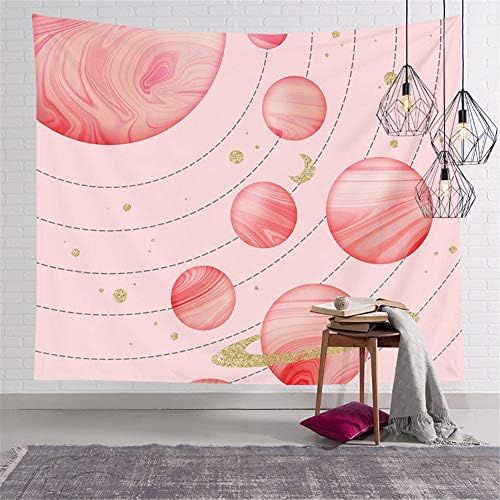  Brand: LucaSng LucaSng Tapestry Wall Hanging Fantasy Tapestry Wall Hanging Hippie Wall Towel Pink Planets Flamingo Wall Towel Table Cloth Beach Towel Home Decorations, Pink Planets, 75 x 100 cm