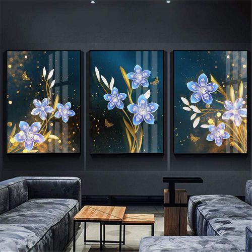  Brand: LucaSng LucaSng 3pcs Flower Diamond Painting Set Full Large 5D Diamond Painting Pictures Full Cover DIY Full Drill Diamond Crystal Embroidery Pictures, 60*130CM