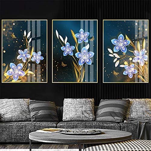  Brand: LucaSng LucaSng 3pcs Flower Diamond Painting Set Full Large 5D Diamond Painting Pictures Full Cover DIY Full Drill Diamond Crystal Embroidery Pictures, 60*130CM