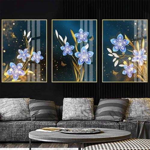  Brand: LucaSng LucaSng 3pcs Flower Diamond Painting Set Full Large 5D Diamond Painting Pictures Full Cover DIY Full Drill Diamond Crystal Embroidery Pictures, 60*130CM