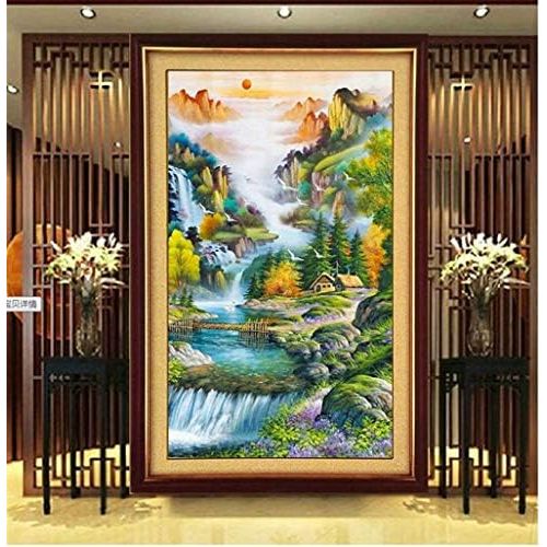  Brand: LucaSng LucaSng Diamond Painting Large Pictures DIY 5D Diamond Painting Kits Full Drill Crystal Embroidery Cross Stitch Arts Craft Decor - Flowing Water Green Trees 60 x 92 cm