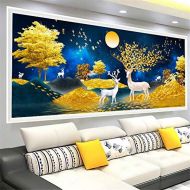 Brand: LucaSng LucaSng 5D Diamond Painting Kit, Stag Golden Tree Full Crystal Rhinestone Painting DIY Handmade Adhesive Picture Sets Cross Stitch Wall Decoration, 180 x 70 cm