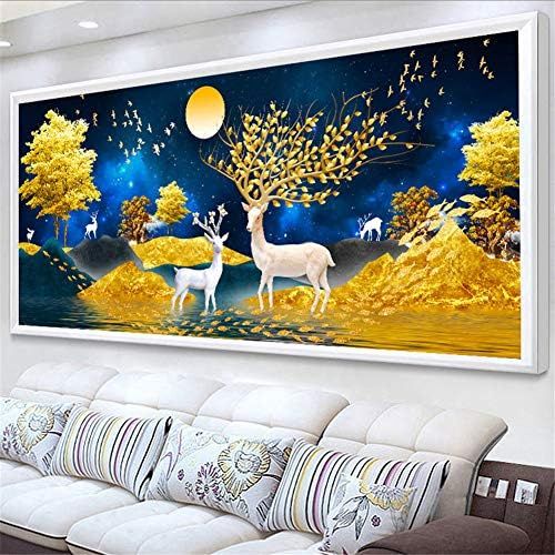  Brand: LucaSng LucaSng 5D Diamond Painting Kit, Stag Golden Tree Full Crystal Rhinestone Painting DIY Handmade Adhesive Picture Sets Cross Stitch Wall Decoration, 180 x 70 cm