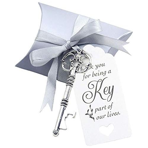  Brand: LucaSng LucaSng 50pcs Wedding Key Bottle Opener with Party Favours Candy Box Wedding Favour Set with Pillow Boxes and Tag