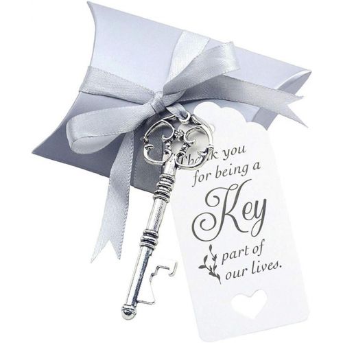  Brand: LucaSng LucaSng 50pcs Wedding Key Bottle Opener with Party Favours Candy Box Wedding Favour Set with Pillow Boxes and Tag