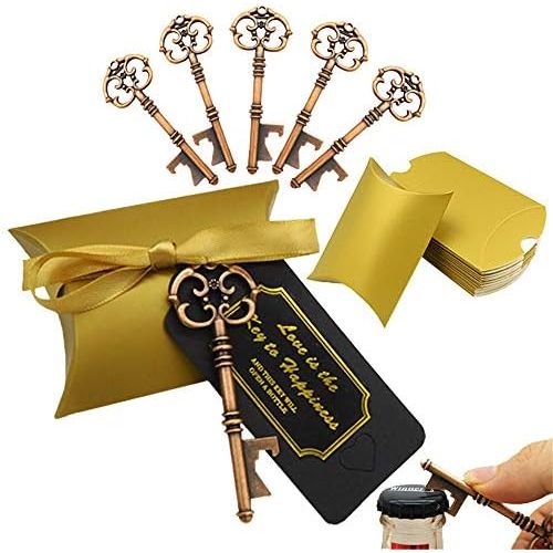  Brand: LucaSng LucaSng 50pcs Wedding Guest Favours Vintage Key Bottle Opener Cushion Candy Boxes Gift Tag