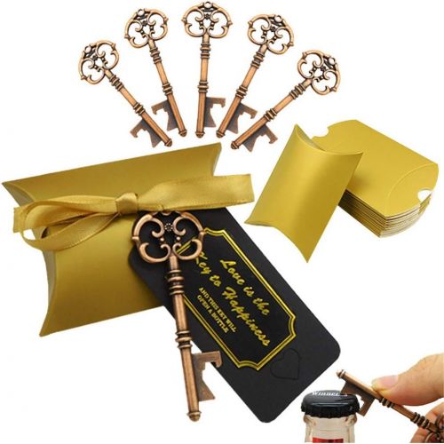  Brand: LucaSng LucaSng 50pcs Wedding Guest Favours Vintage Key Bottle Opener Cushion Candy Boxes Gift Tag