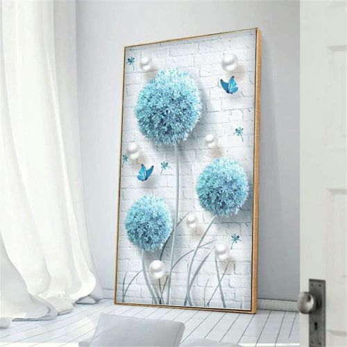  Brand: LucaSng LucaSng 5D Diamond Painting, DIY Diamond Painting, Dandelion Hydrangea Flowers, Crystal Rhinestone Embroidery Wall Decoration for Living Room Bedroom, 60 x 100 cm