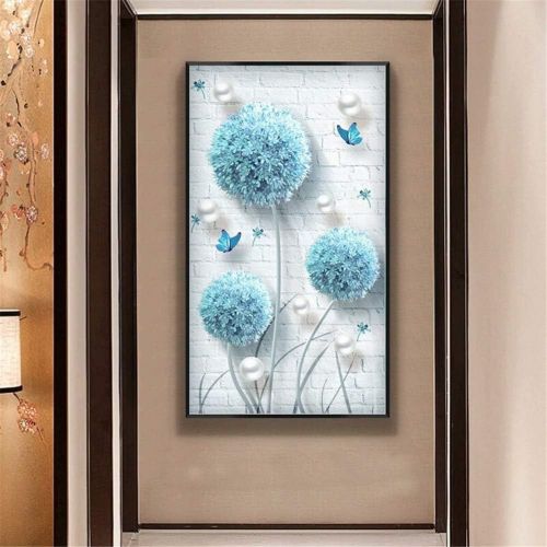  Brand: LucaSng LucaSng 5D Diamond Painting, DIY Diamond Painting, Dandelion Hydrangea Flowers, Crystal Rhinestone Embroidery Wall Decoration for Living Room Bedroom, 60 x 100 cm