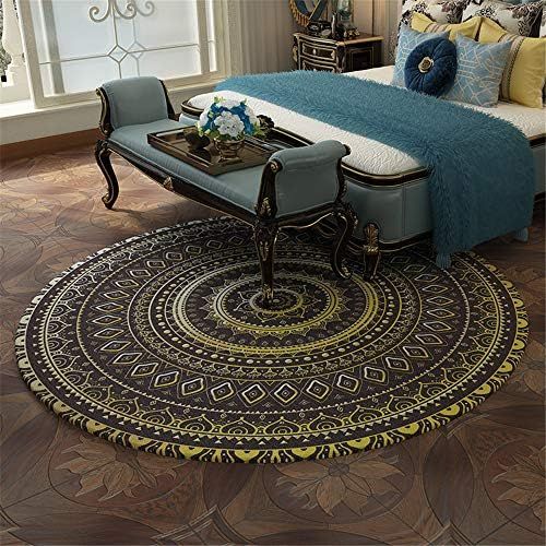  Brand: LucaSng LucaSng Mandala Wool Blanket, Indoor Outdoor Rug, Modern Simple Style, Permanent, Small Mat, Round Simply Clean Plush Carpet