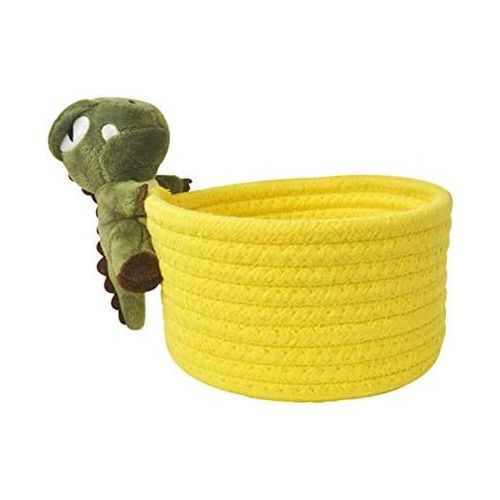  Brand: LucaSng LucaSng Baby Woven Cotton Rope Storage Basket Foldable Storage Box with Dinosaur Plush Toy, Small Decorative Organiser for Nursery